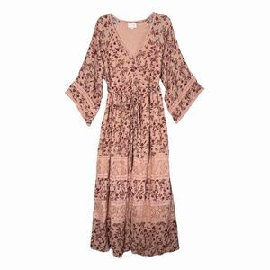 A Collective Story Maxi Floral Dress XL Lace Cottagecore Boho Garden Tea Party